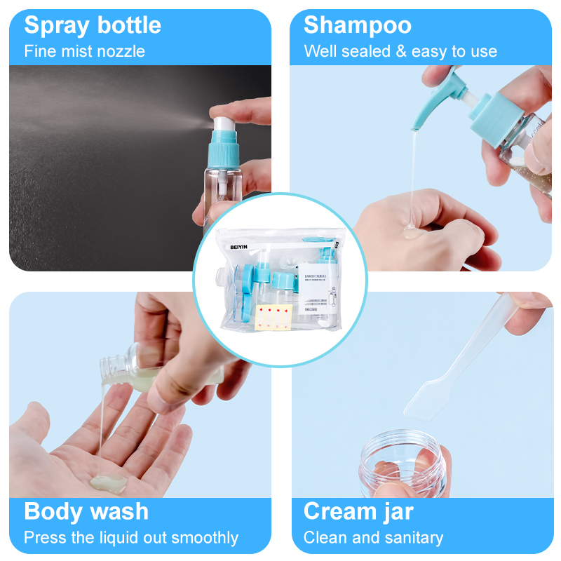 Portable Cosmetic Empty Plastic 10pcs Travel Mini Empty Bottle Set Manufacturer Portable Cosmetic Empty Plastic 10pcs Travel Mini Empty Bottle Set Manufacturer