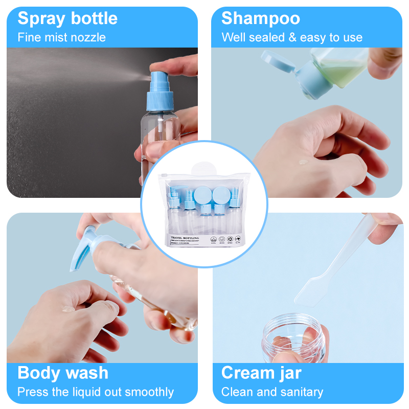 8pcs Plastic Empty Bottle Set Refillable Toiletry Mini Travel Bottles Kit Wholesale 8pcs Plastic Empty Bottle Set Refillable Toiletry Mini Travel Bottles Kit Wholesale
