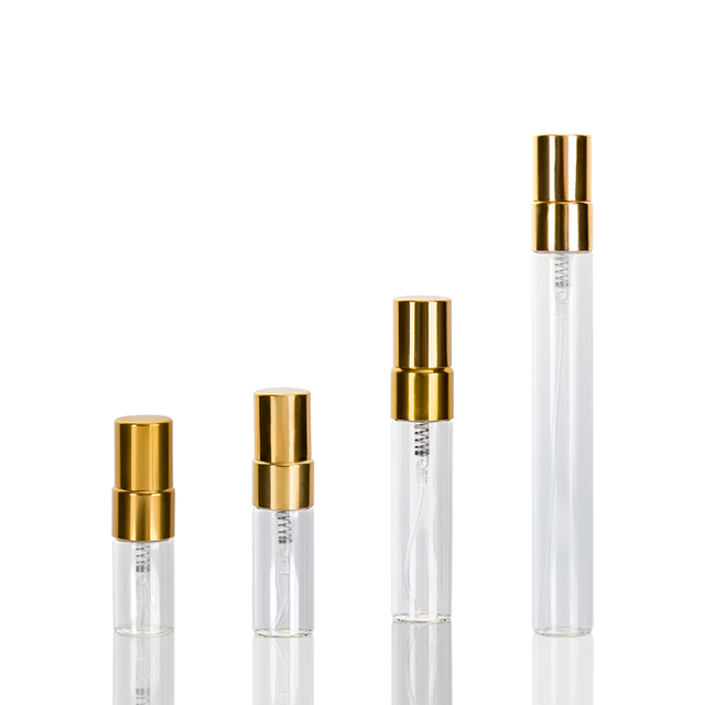 2ml 3ml 5ml 10ml Travel Pocket Size Empty Glass Spray Perfume Bottle with Gold Aluminum Cap Factory