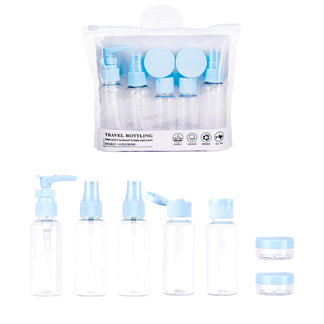 10pcs Plastic Empty Bottle Set Refillable Toiletry Mini Travel Bottles Kit Wholesale