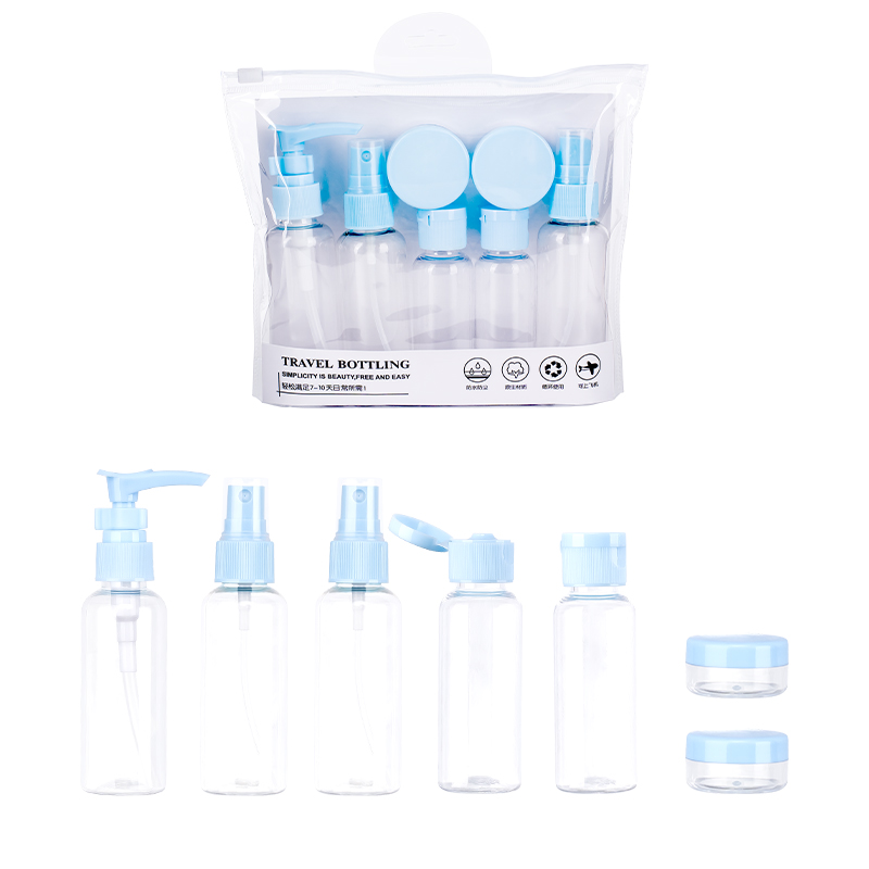 8pcs Plastic Empty Bottle Set Refillable Toiletry Mini Travel Bottles Kit Wholesale
