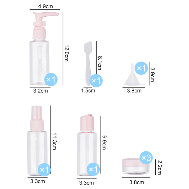 7 Pcs PET Plastic Mini Cosmetic Storage Leak Proof Empty Travel Bottle Kit Factory