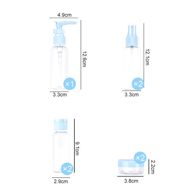 10pcs Plastic Empty Bottle Set Refillable Toiletry Mini Travel Bottles Kit Wholesale