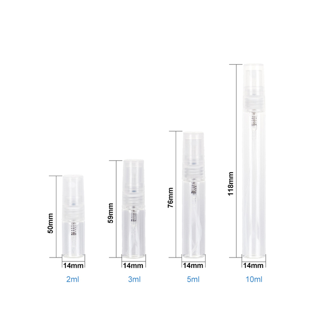 2ml 3ml 5ml 10ml Mini Empty Refillable Portable Glass Spray Bottles with Cap Wholesale